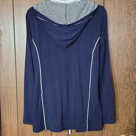 Bylyse Women XL Nautical Jacket – Navy & White Bamboo Blend Two-Way Zip Stretch - Picture 9 of 12